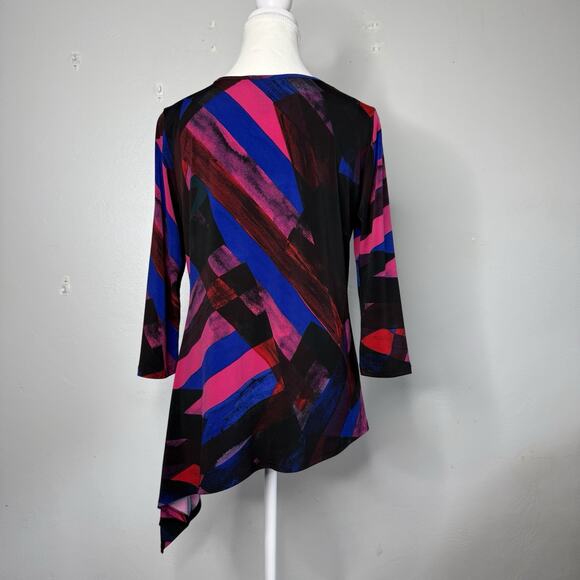 Clara Sunwoo XS Asymmetrical Hem Tunic Top Multicolor Abstract Womens Blouse USA - Picture 3 of 5